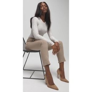 Good American Classic Fray Hem High Waisted Jeans Tan Camel Womens Size 8 / 29